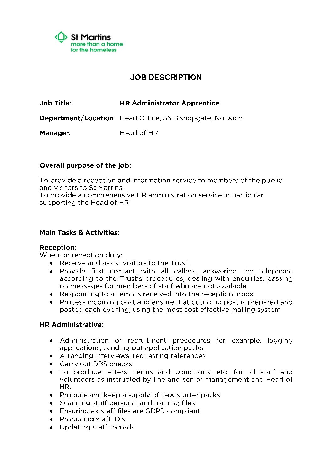 Featured image for HR Adminstrator Apprentice - Jan 2020